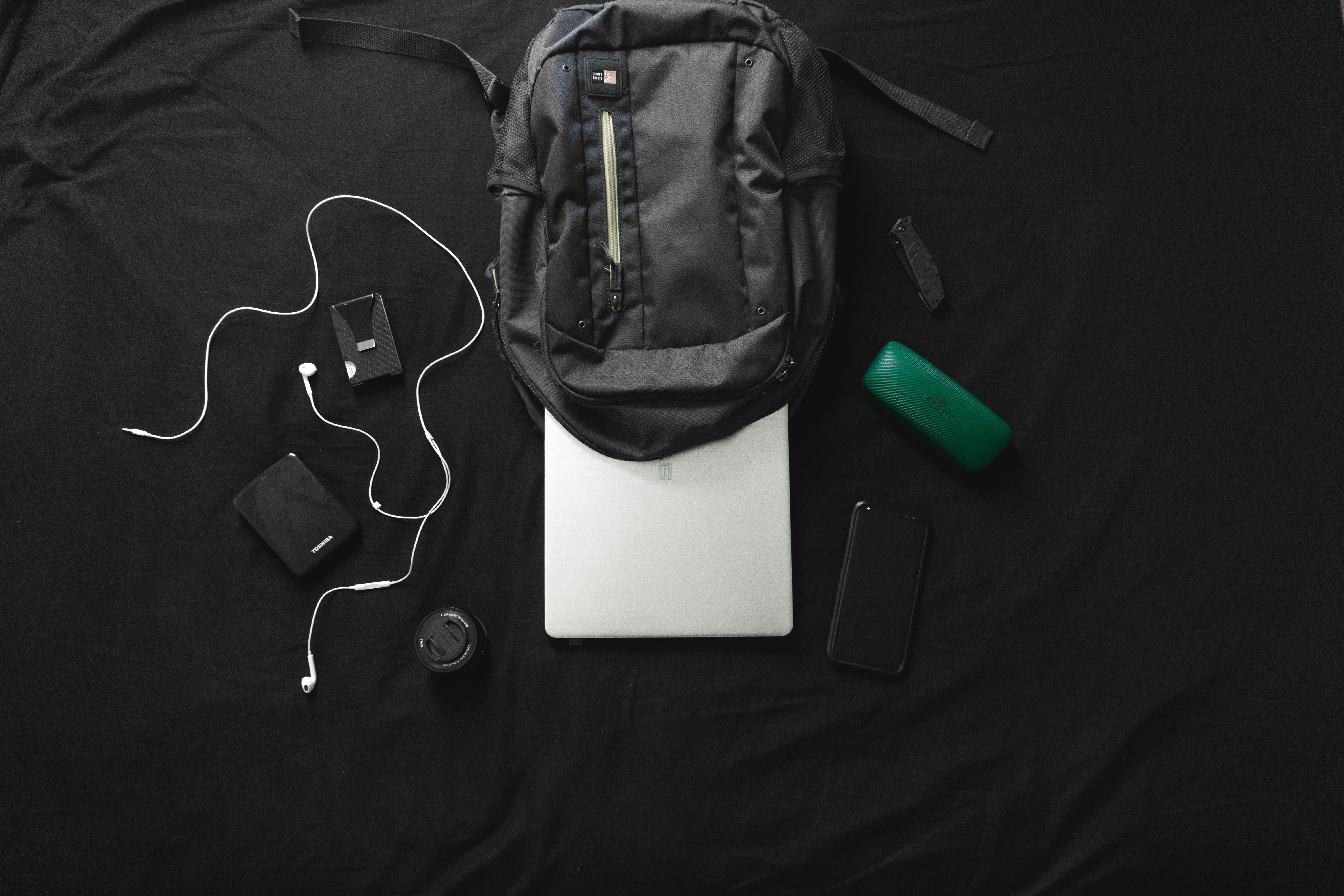 Black bag full of tech